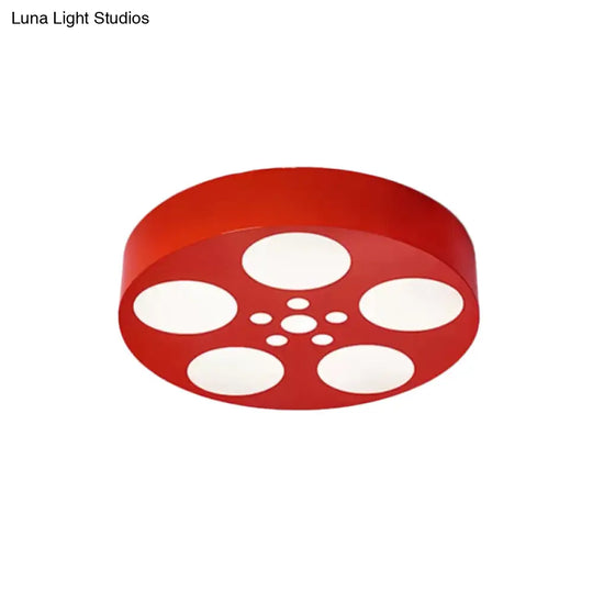 Acrylic Led Kids Flush Mount Lighting In Vibrant Red/Yellow/Blue – Rounded Nursery Room Fixture