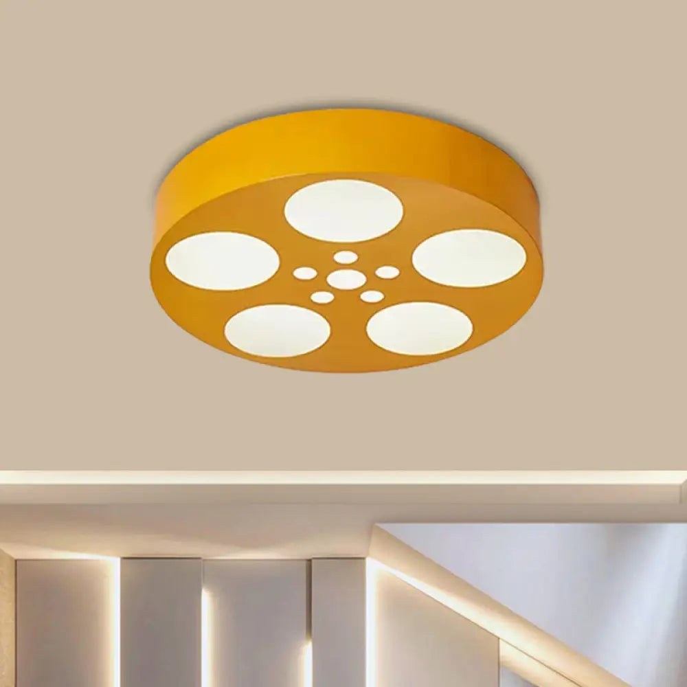 Acrylic Led Kids Flush Mount Lighting In Vibrant Red/Yellow/Blue – Rounded Nursery Room Fixture