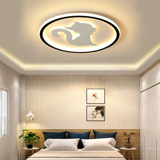 Acrylic Led Kitten Ceiling Fixture - Animal Inspired Light For Bedroom And Nursery White / Warm