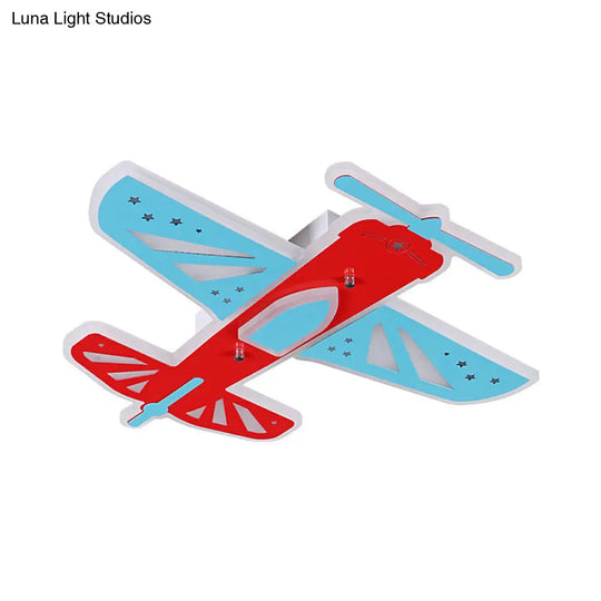 Acrylic Led Plane Shape Flush Ceiling Light For Boys Room In Red And Blue