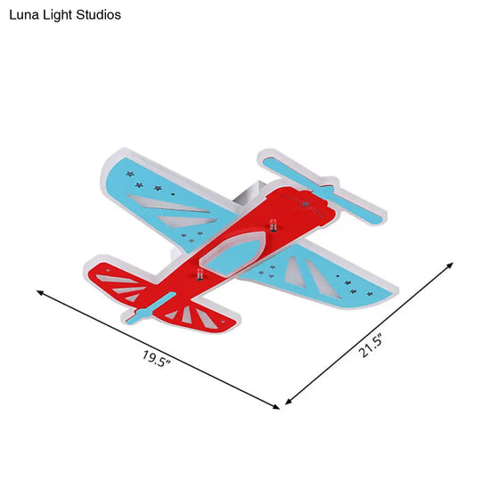Acrylic Led Plane Shape Flush Ceiling Light For Boys Room In Red And Blue