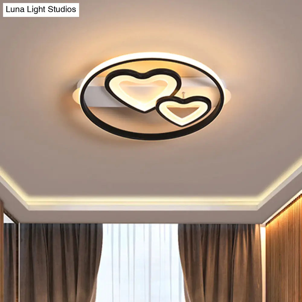 Acrylic Loving Hearts Led Flush Mount Ceiling Lamp - Simplicity 18’/21.5’ Wide Gold/Black/White