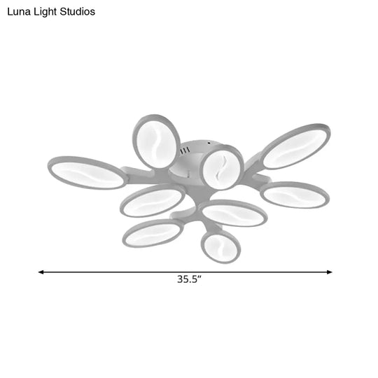 Acrylic Oval Ceiling Light Modern Led 3/6/9 Lights Flush Mount Fixture In Warm/White/Natural For