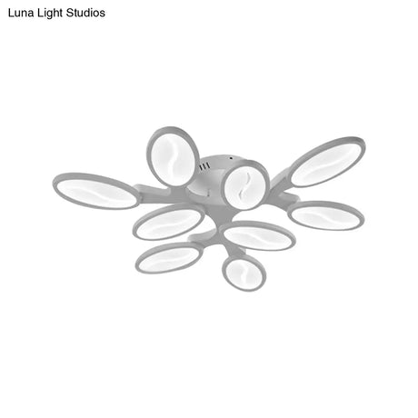 Acrylic Oval Ceiling Light Modern Led 3/6/9 Lights Flush Mount Fixture In Warm/White/Natural For