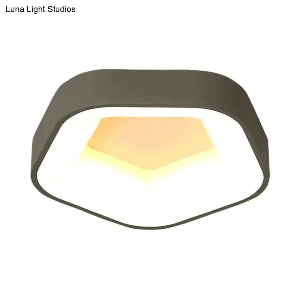 Acrylic Pentagon Flushmount Ceiling Led Light - Nordic Grey With White/Warm/Natural Lighting