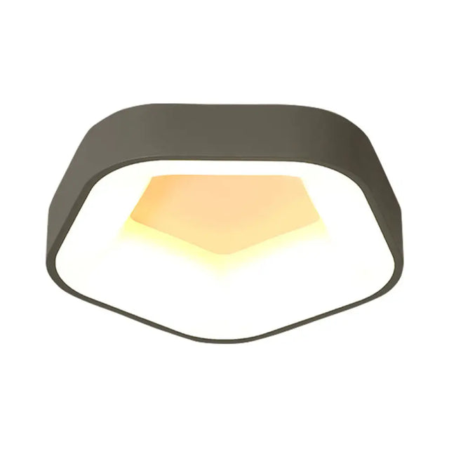 Acrylic Pentagon Flushmount Ceiling Led Light - Nordic Grey With White/Warm/Natural Lighting
