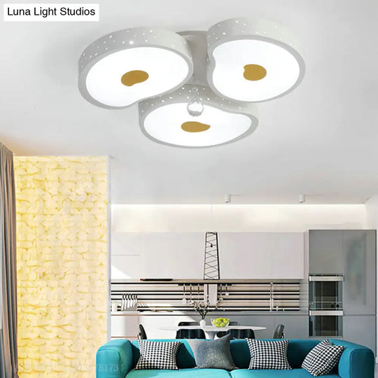 Acrylic Petal Ceiling Mount Light With Crystal Ball Kids Led Lamp In White For Living Room 3 / Third