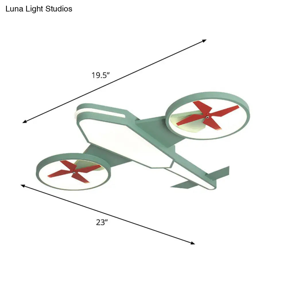 Acrylic Plane Led Flush Mount Ceiling Light - Warm Cartoon Lighting Fixture Green / 23