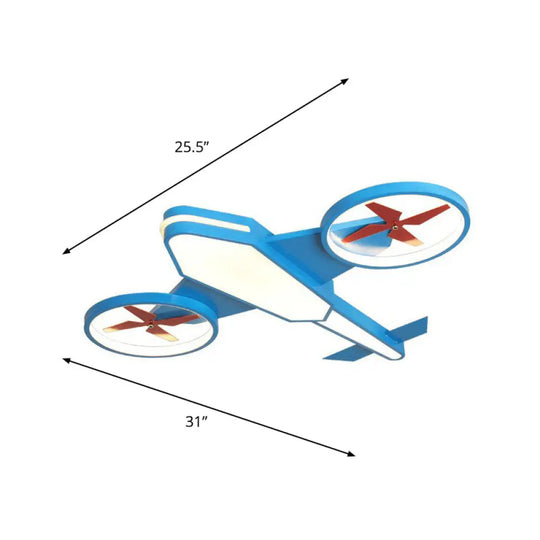 Acrylic Plane Led Flush Mount Ceiling Light - Warm Cartoon Lighting Fixture Blue / 30.5’