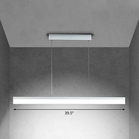 Acrylic Rectangular Led Chandelier Pendant Light - Contemporary White Hanging / 39.5