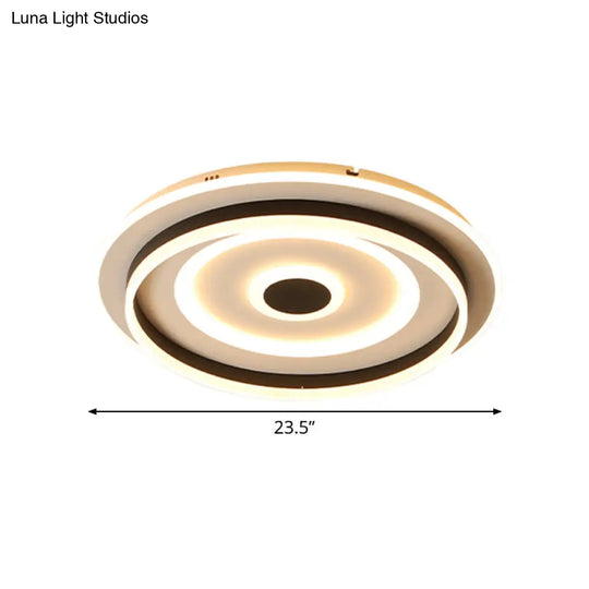 Acrylic Rippling Led Ceiling Lamp - Extra Thin | Simple Black Flush Mount Light In Warm/White