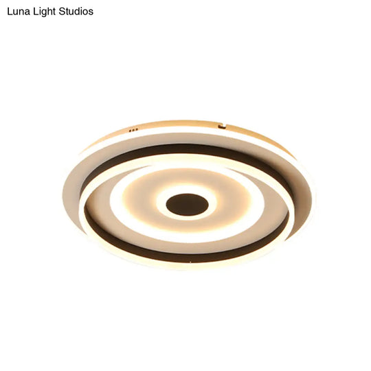 Acrylic Rippling Led Ceiling Lamp - Extra Thin | Simple Black Flush Mount Light In Warm/White