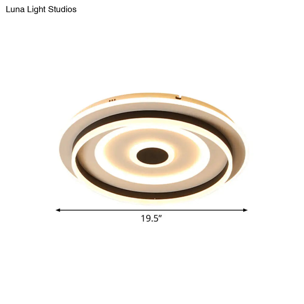 Acrylic Rippling Led Ceiling Lamp - Extra Thin | Simple Black Flush Mount Light In Warm/White