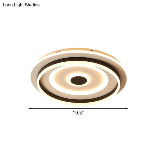 Acrylic Rippling Led Ceiling Lamp - Extra Thin | Simple Black Flush Mount Light In Warm/White