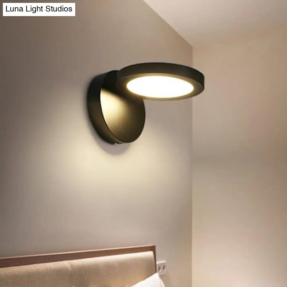 Acrylic Rotating Lens Wall Light: Simplicity In White/Black With Warm/White Led Glow
