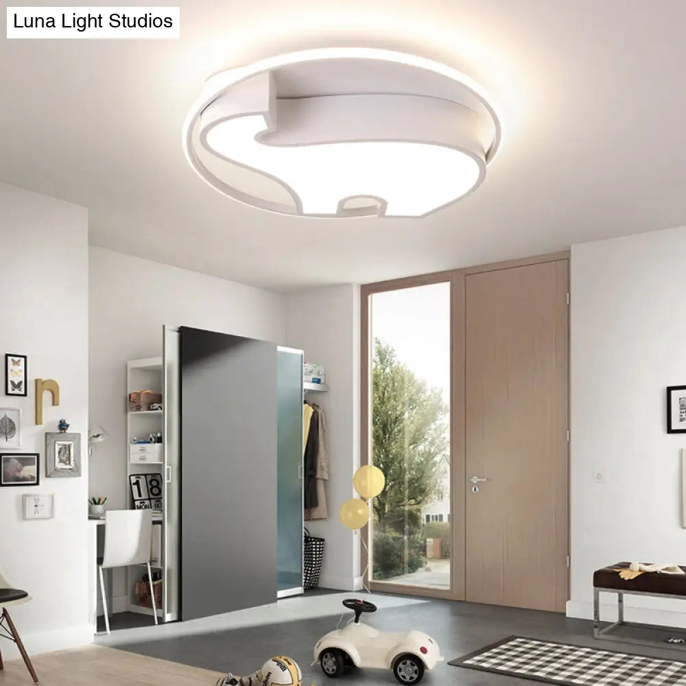 Acrylic Round Flush Mount Cartoon Ceiling Light For Bedroom White