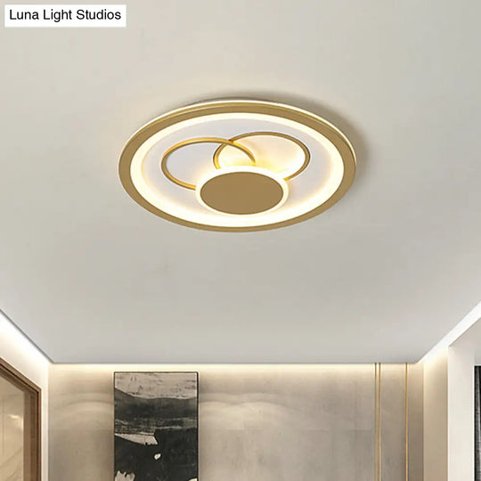 Acrylic Round Flush Mount Fixture - Modernist Led Light In Gold (16’/19.5’ Dia) Warm/White Glow