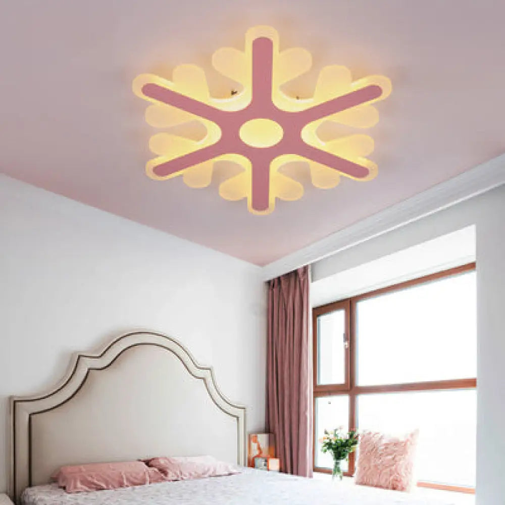 Acrylic Snowflake Flush Mount Ceiling Light For Kids Bedroom