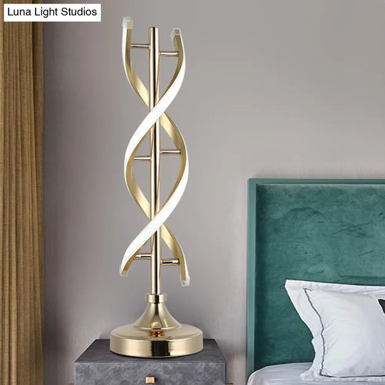 Acrylic Spiral Led Desk Lamp - Modern Small Task Lighting In Gold Warm/White Light
