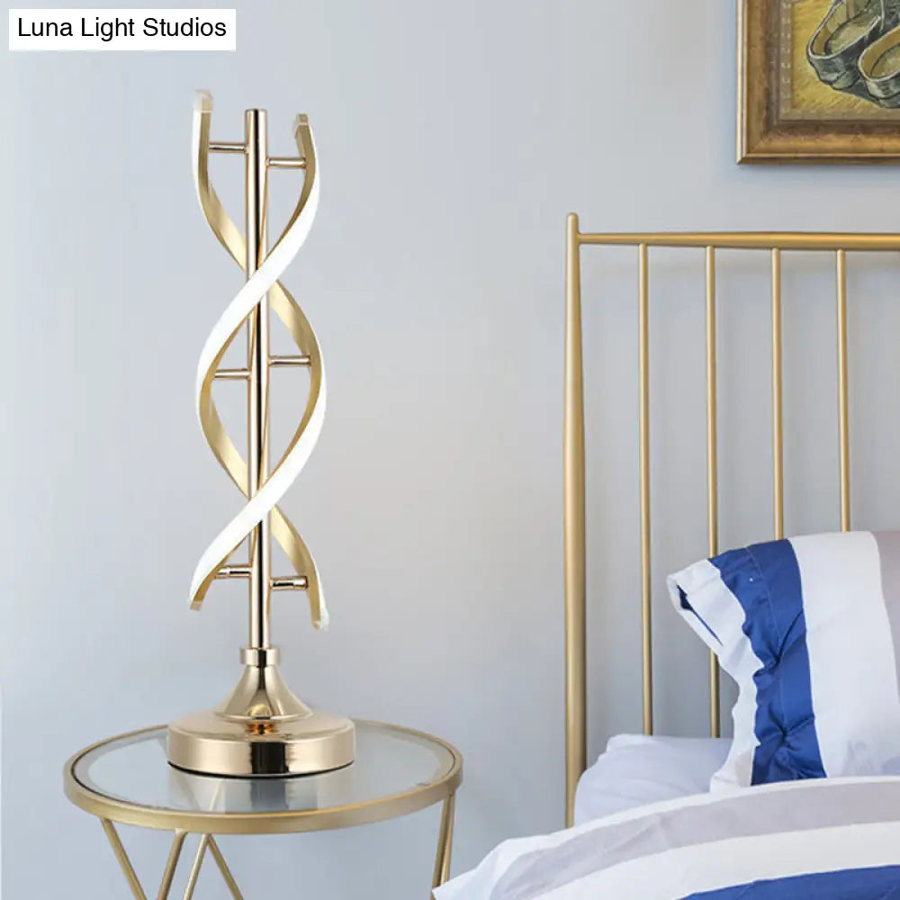 Acrylic Spiral Led Desk Lamp - Modern Small Task Lighting In Gold Warm/White Light