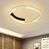 Acrylic Spliced Ring Led Flush Mount Light In White/Black - Ideal For Bedroom 16.5’/19.5’ Dia