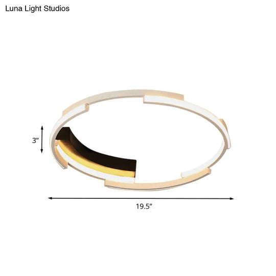 Acrylic Spliced Ring Led Flush Mount Light In White/Black - Ideal For Bedroom 16.5/19.5 Dia