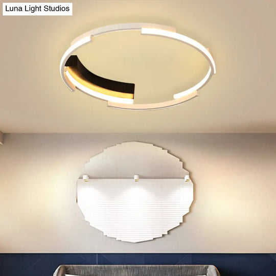 Acrylic Spliced Ring Led Flush Mount Light In White/Black - Ideal For Bedroom 16.5/19.5 Dia