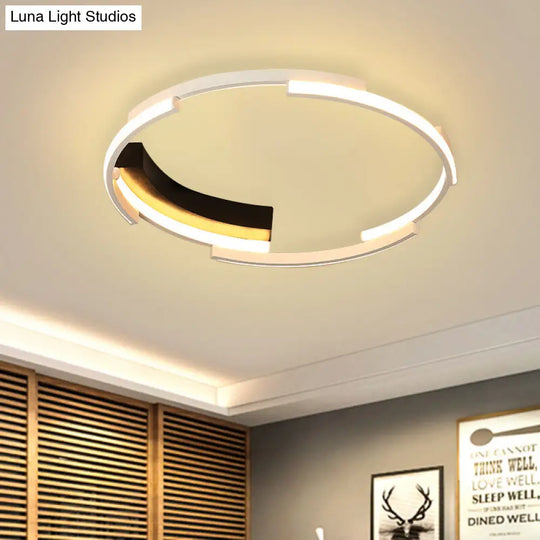 Acrylic Spliced Ring Led Flush Mount Light In White/Black - Ideal For Bedroom 16.5/19.5 Dia