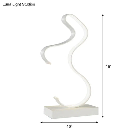 Acrylic Task Lighting Led Desk Lamp - Curvy Minimalist Design | White/Warm Light Perfect For Bedroom