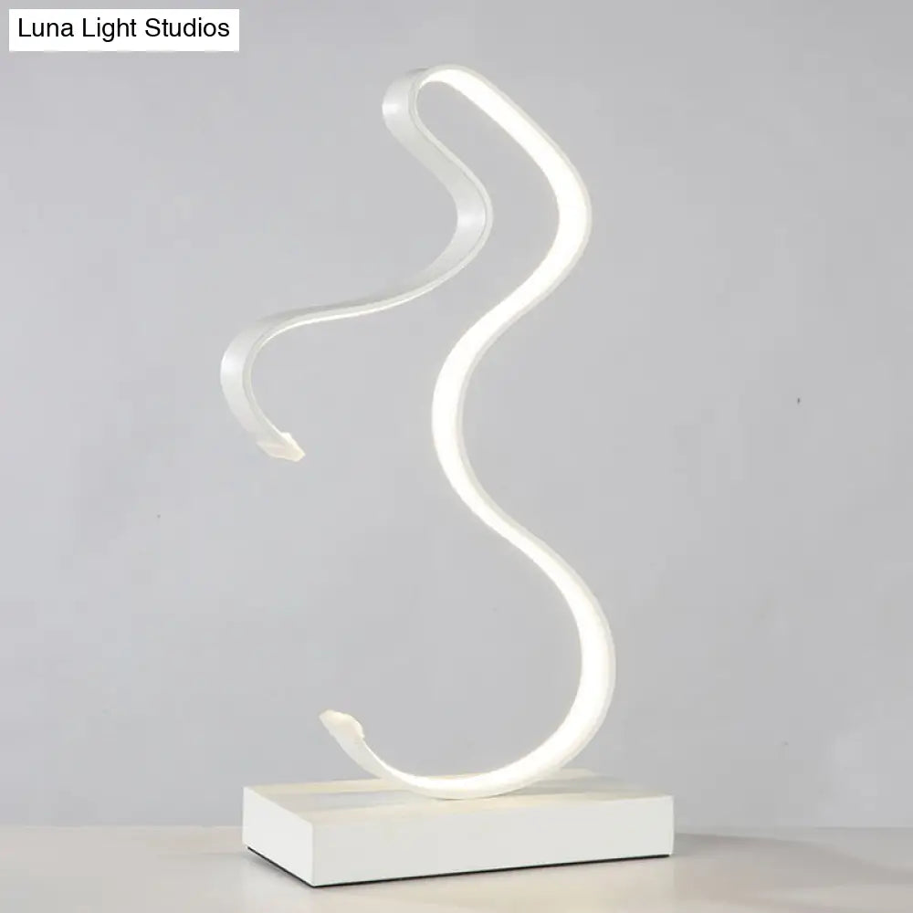 Acrylic Task Lighting Led Desk Lamp - Curvy Minimalist Design | White/Warm Light Perfect For Bedroom