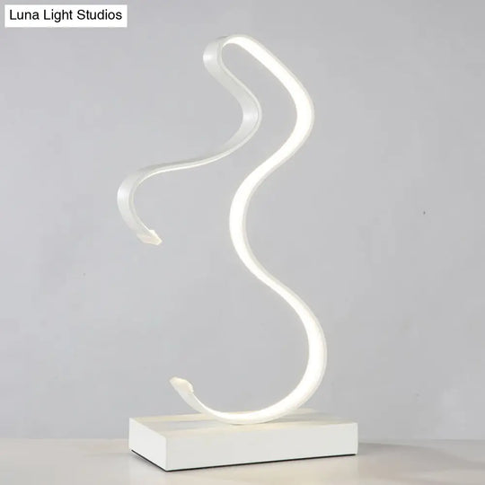 Acrylic Task Lighting Led Desk Lamp - Curvy Minimalist Design | White/Warm Light Perfect For Bedroom