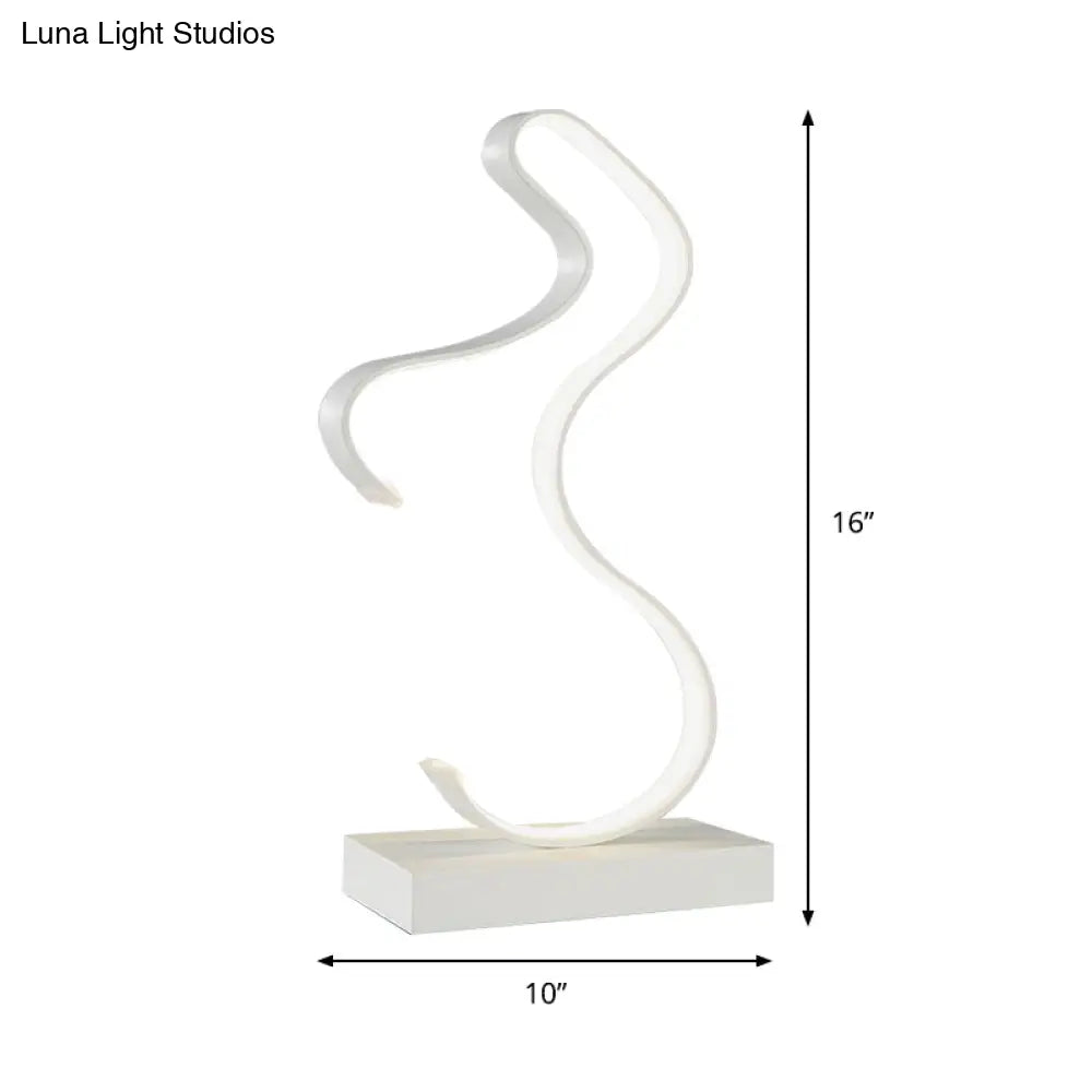 Acrylic Task Lighting Led Desk Lamp - Curvy Minimalist Design | White/Warm Light Perfect For Bedroom