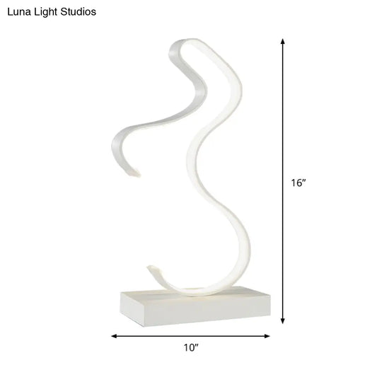 Acrylic Task Lighting Led Desk Lamp - Curvy Minimalist Design | White/Warm Light Perfect For Bedroom