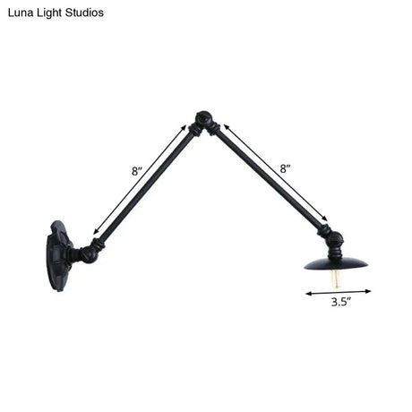Adjustable 2-Arm Wall Light With Studio Task Lamp In Black Various Length Options