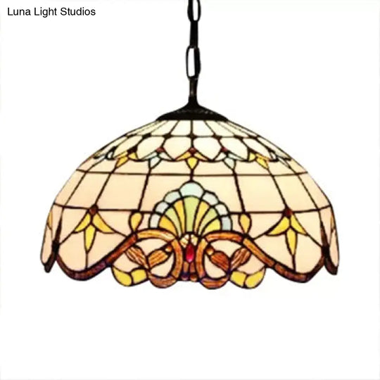 Adjustable 2-Light Hanging Lamp With Victorian Style Dome Shade - 16’ W For Living Room