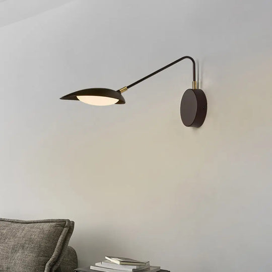 Adjustable Arm Metallic Led Wall Lamp For Modern Bedroom Décor In Coffee
