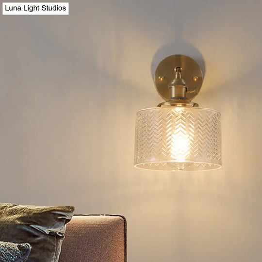 Adjustable Brass Industrial Wall Sconce Light With Glass Shade For Bedroom & Hotel