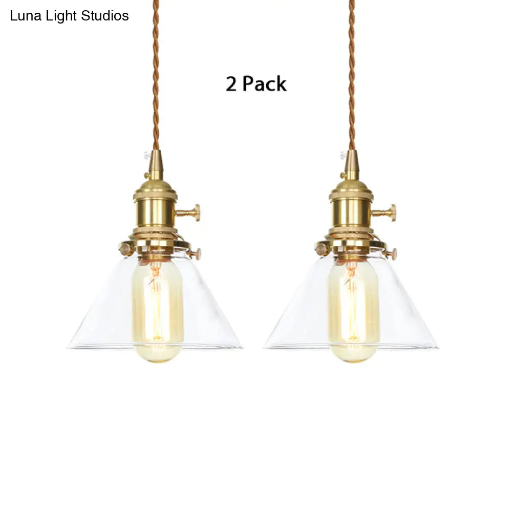 Adjustable Clear Glass Cone Pendant Light For Kitchen - Single Hanging Fixture / 2