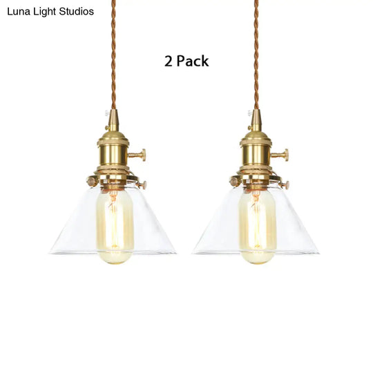 Adjustable Clear Glass Cone Pendant Light For Kitchen - Single Hanging Fixture / 2
