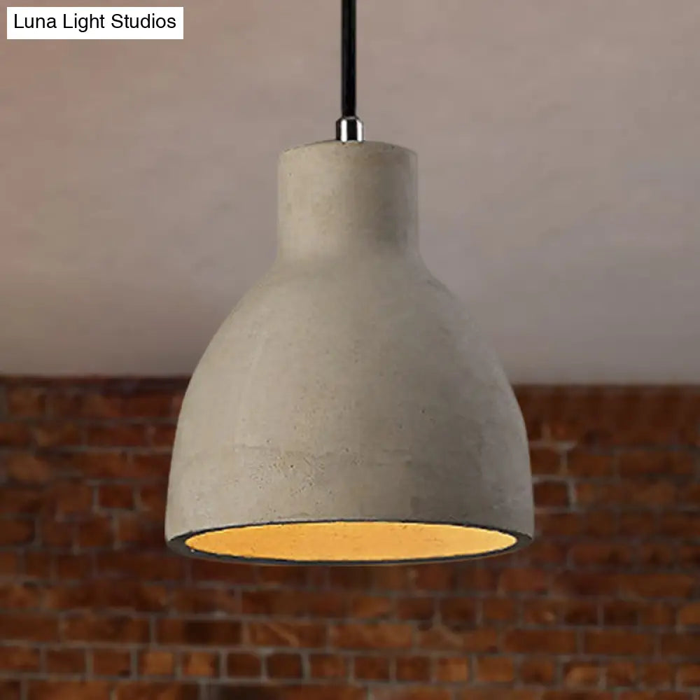 Adjustable Cord Industrial Pendant Lighting In Grey - 6.5/8.5/10.5 Diameter Barn/Cylinder/Dome Shape