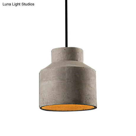 Adjustable Cord Industrial Pendant Lighting In Grey - 6.5/8.5/10.5 Diameter Barn/Cylinder/Dome Shape