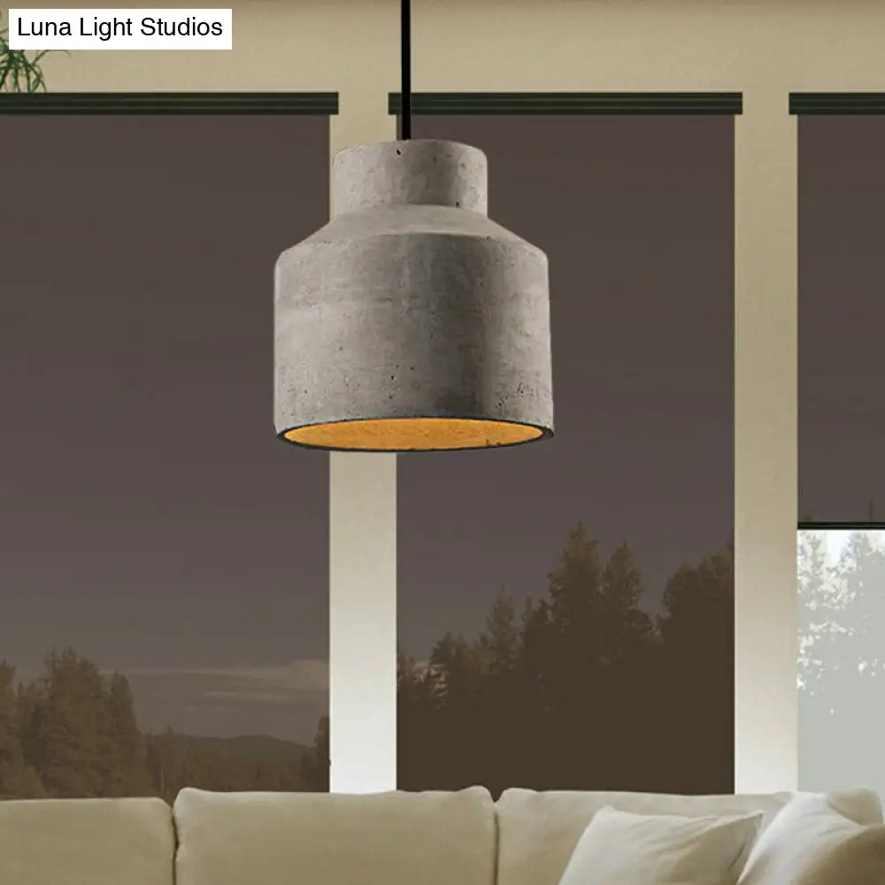 Adjustable Cord Industrial Pendant Lighting In Grey - 6.5/8.5/10.5 Diameter Barn/Cylinder/Dome Shape