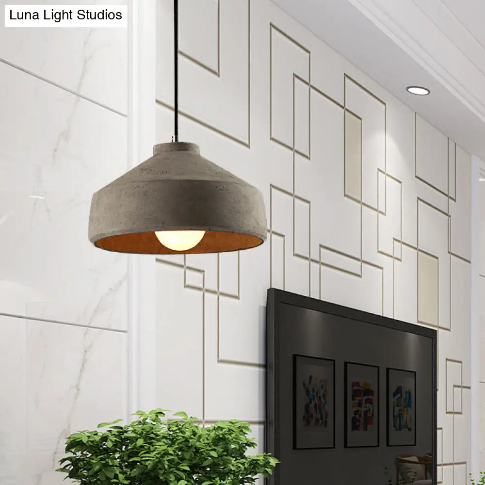 Adjustable Cord Industrial Pendant Lighting In Grey - 6.5/8.5/10.5 Diameter Barn/Cylinder/Dome Shape