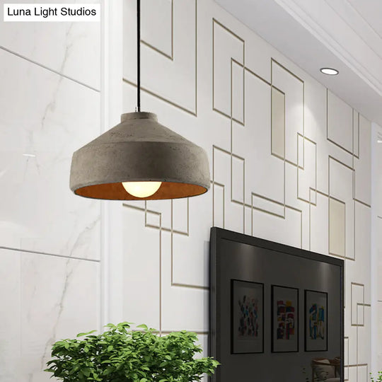 Adjustable Cord Industrial Pendant Lighting In Grey - 6.5/8.5/10.5 Diameter Barn/Cylinder/Dome Shape
