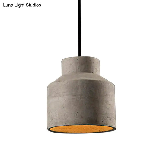 Adjustable Cord Industrial Pendant Lighting In Grey - 6.5/8.5/10.5 Diameter Barn/Cylinder/Dome Shape