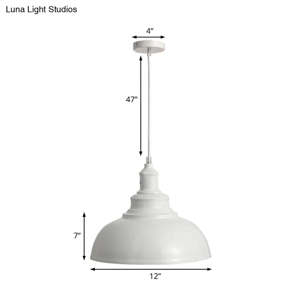 Adjustable Cord Pendant With Metal Dome Shade In Retro Black/Gray - 12’/14’/16’ W