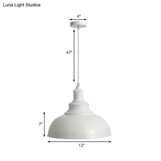 Adjustable Cord Pendant With Metal Dome Shade In Retro Black/Gray - 12’/14’/16’ W