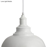 Adjustable Cord Pendant With Metal Dome Shade In Retro Black/Gray - 12’/14’/16’ W