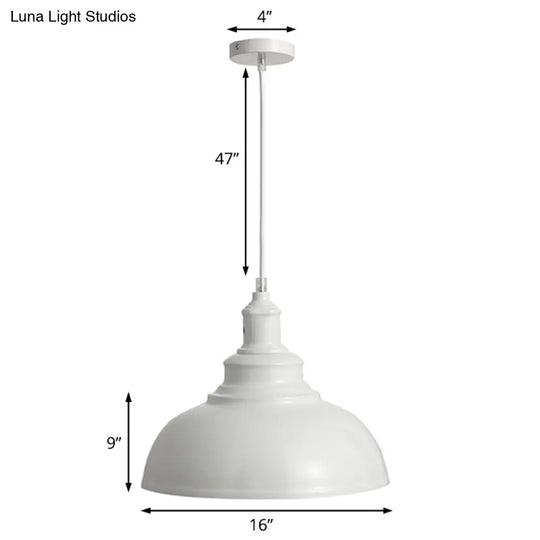 Adjustable Cord Pendant With Metal Dome Shade In Retro Black/Gray - 12’/14’/16’ W