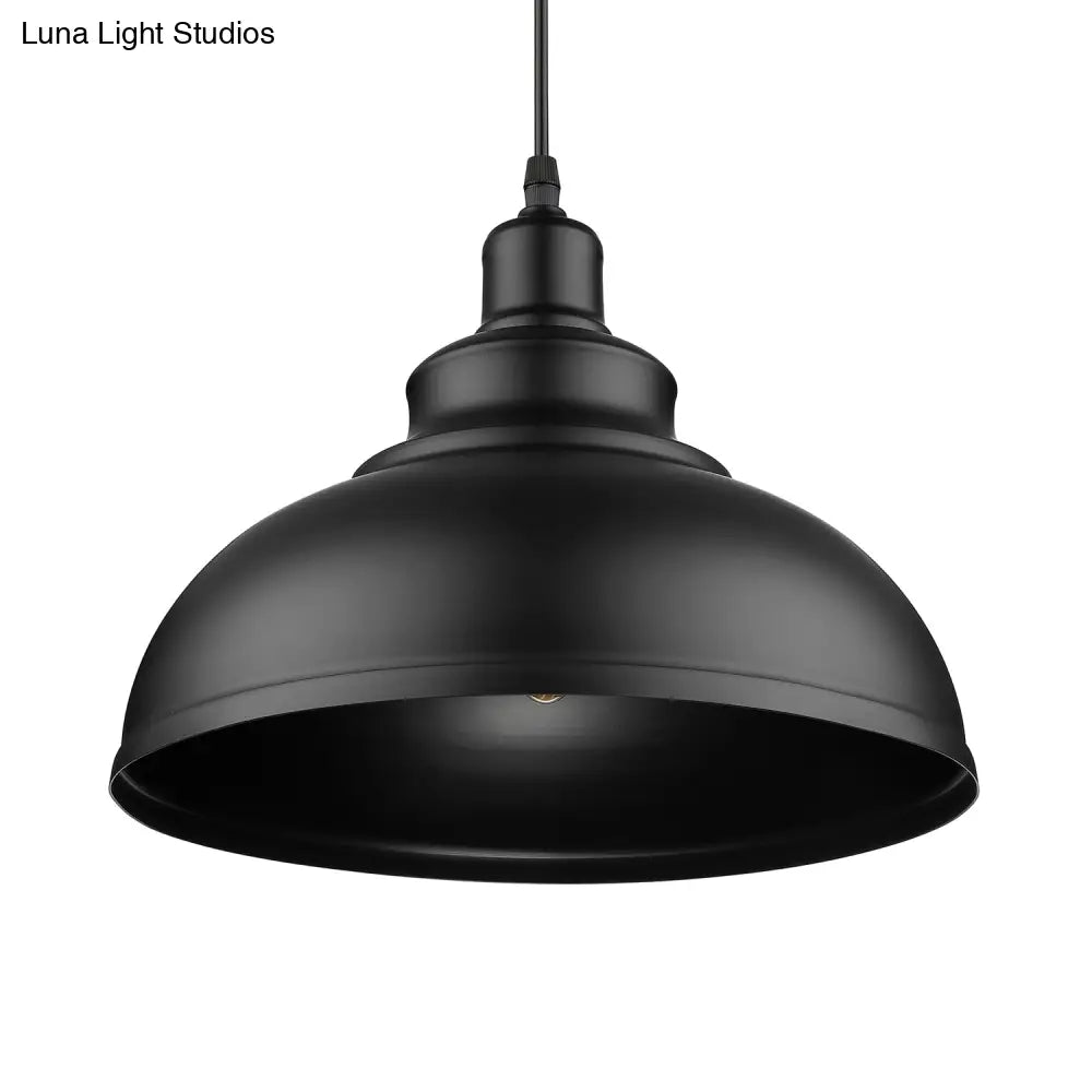 Adjustable Black/Gray Retro Metal Dome Pendant With Cord - 12/14/16 W